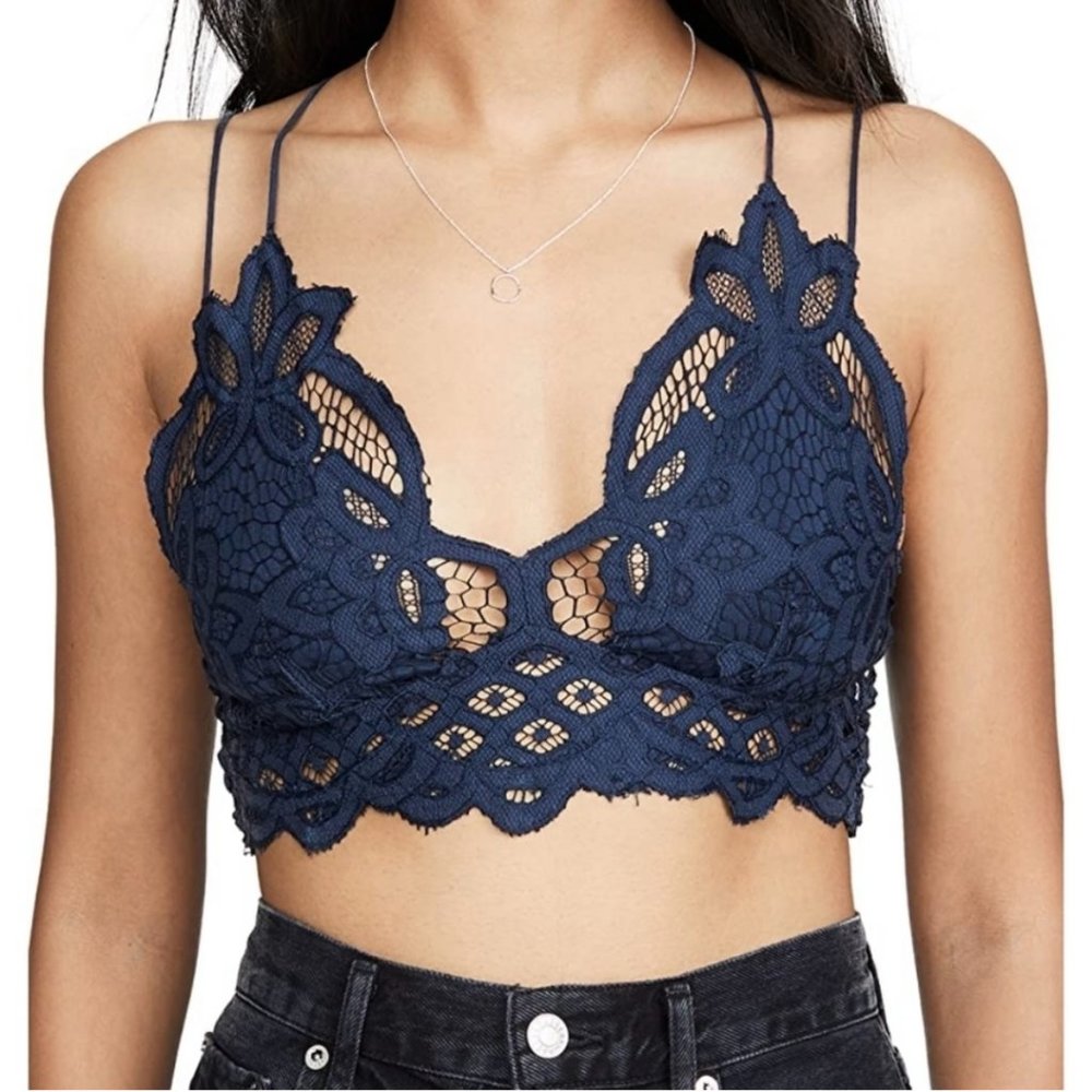 Free People lace bralette Adella navy